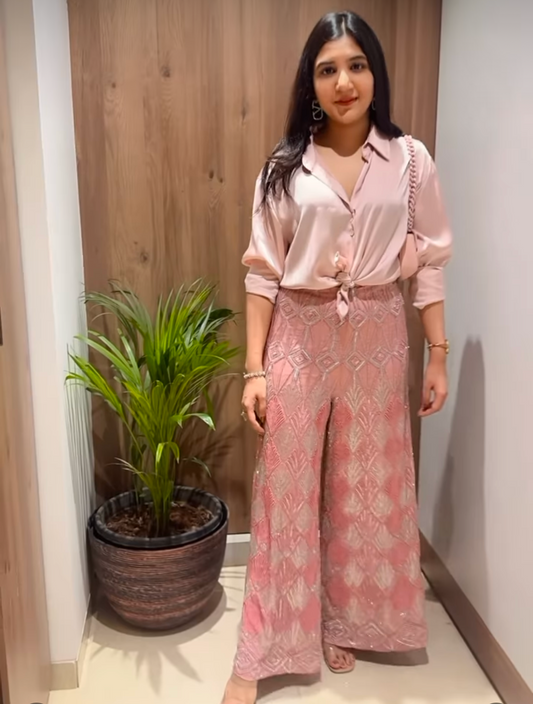 Blush Draped Indo-Western Set