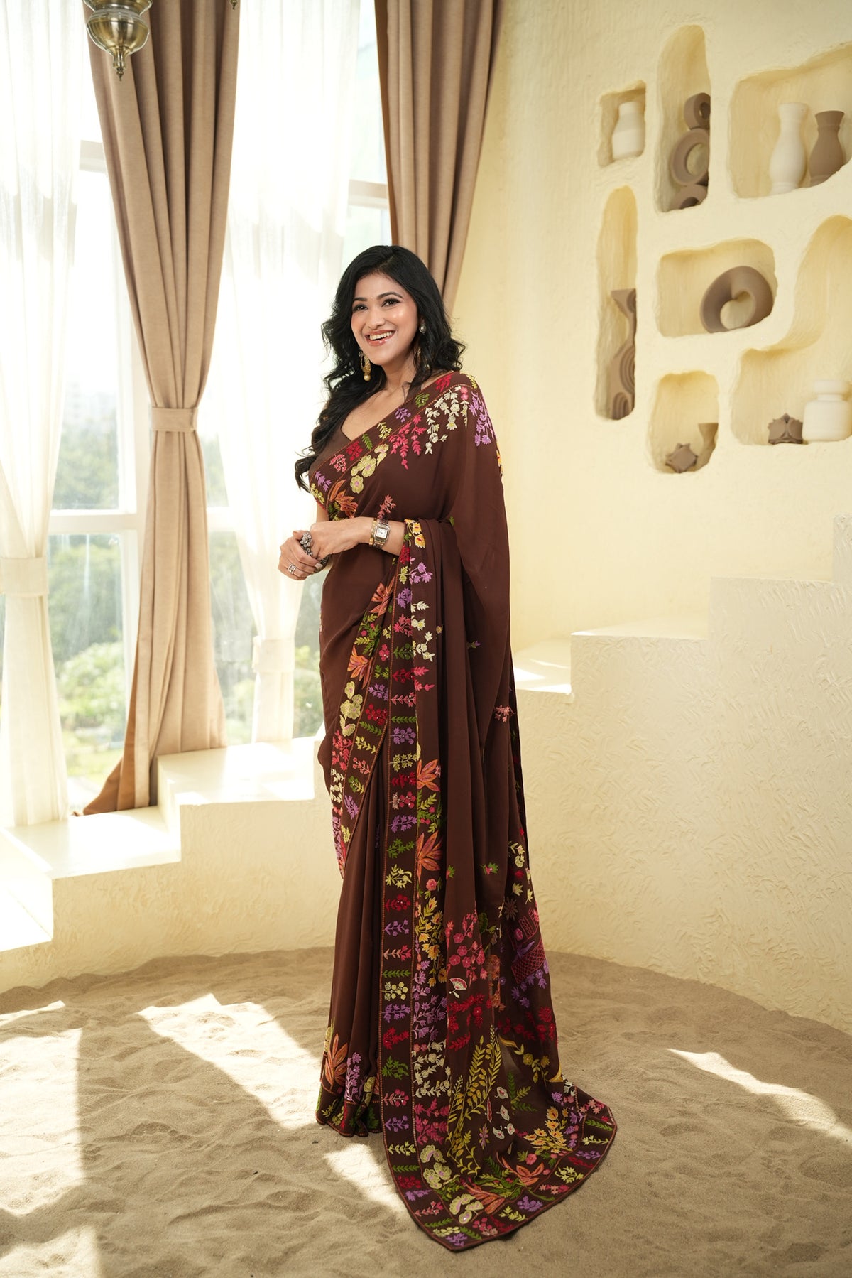 Moonlit Bloom Saree