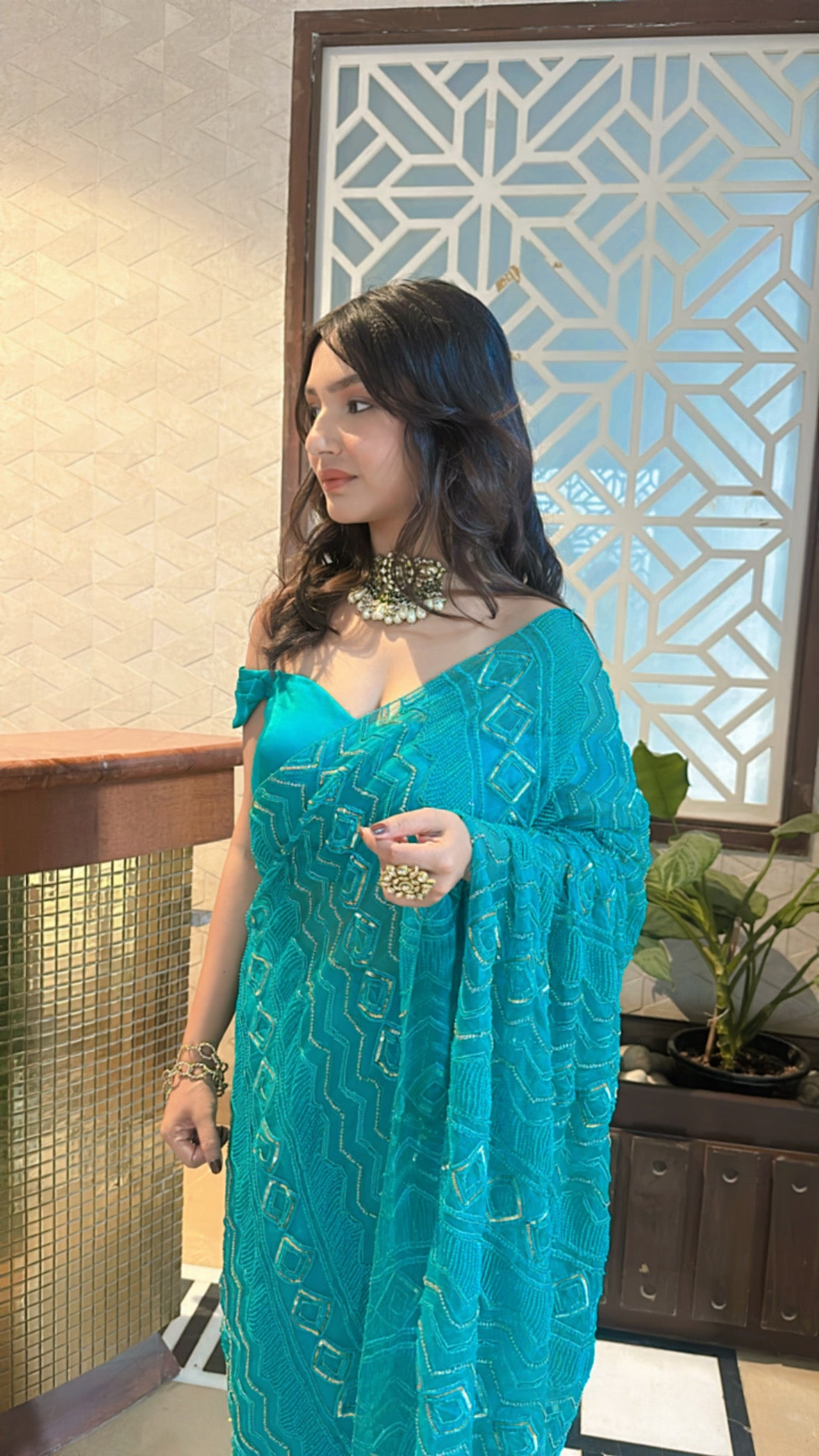 Aqua Elina Saree Set