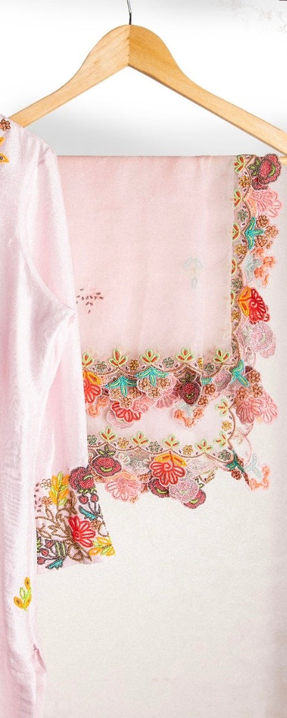 Peachy Pink Garden Floral Dupatta