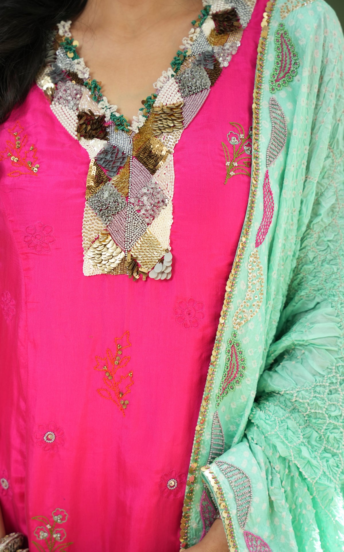 Pink & Mint Mehfil Set