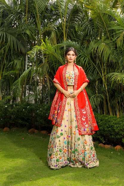 Crimson Meadow Dupatta