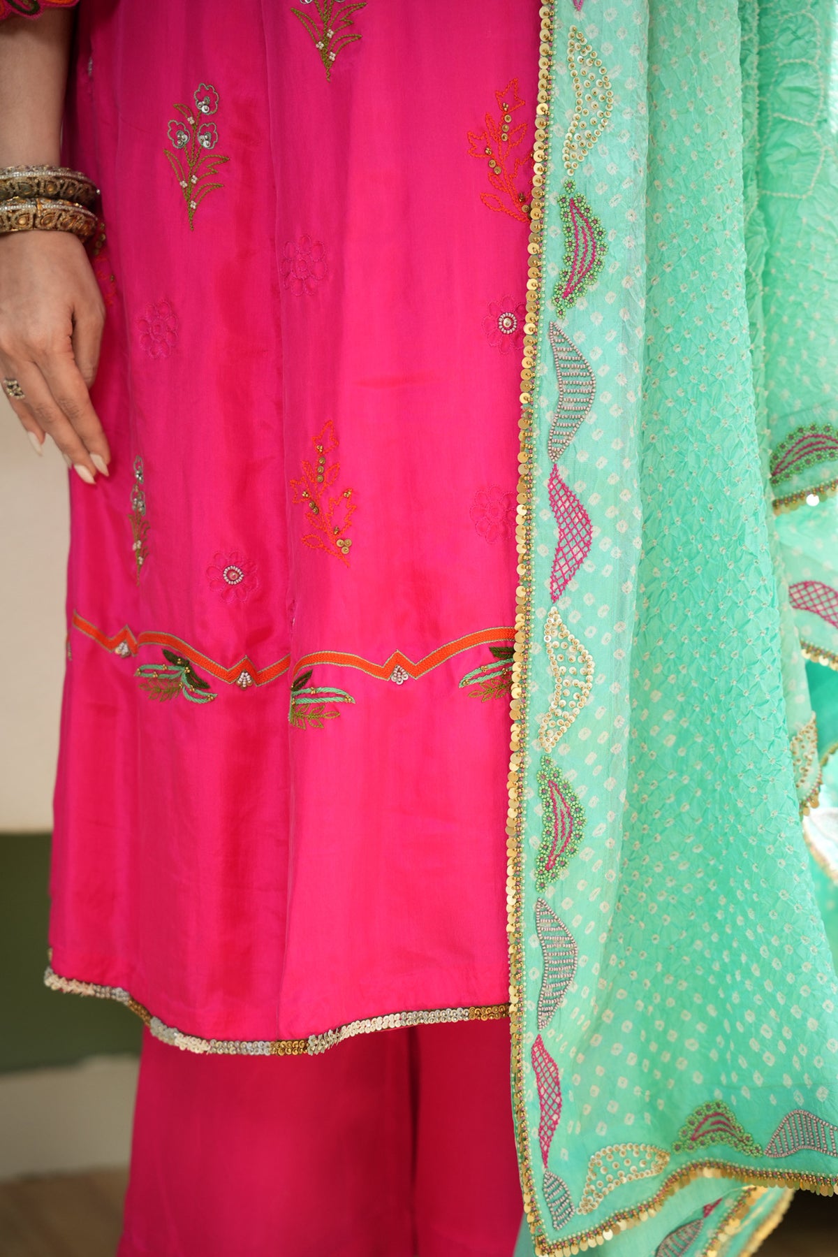 Pink & Mint Mehfil Set