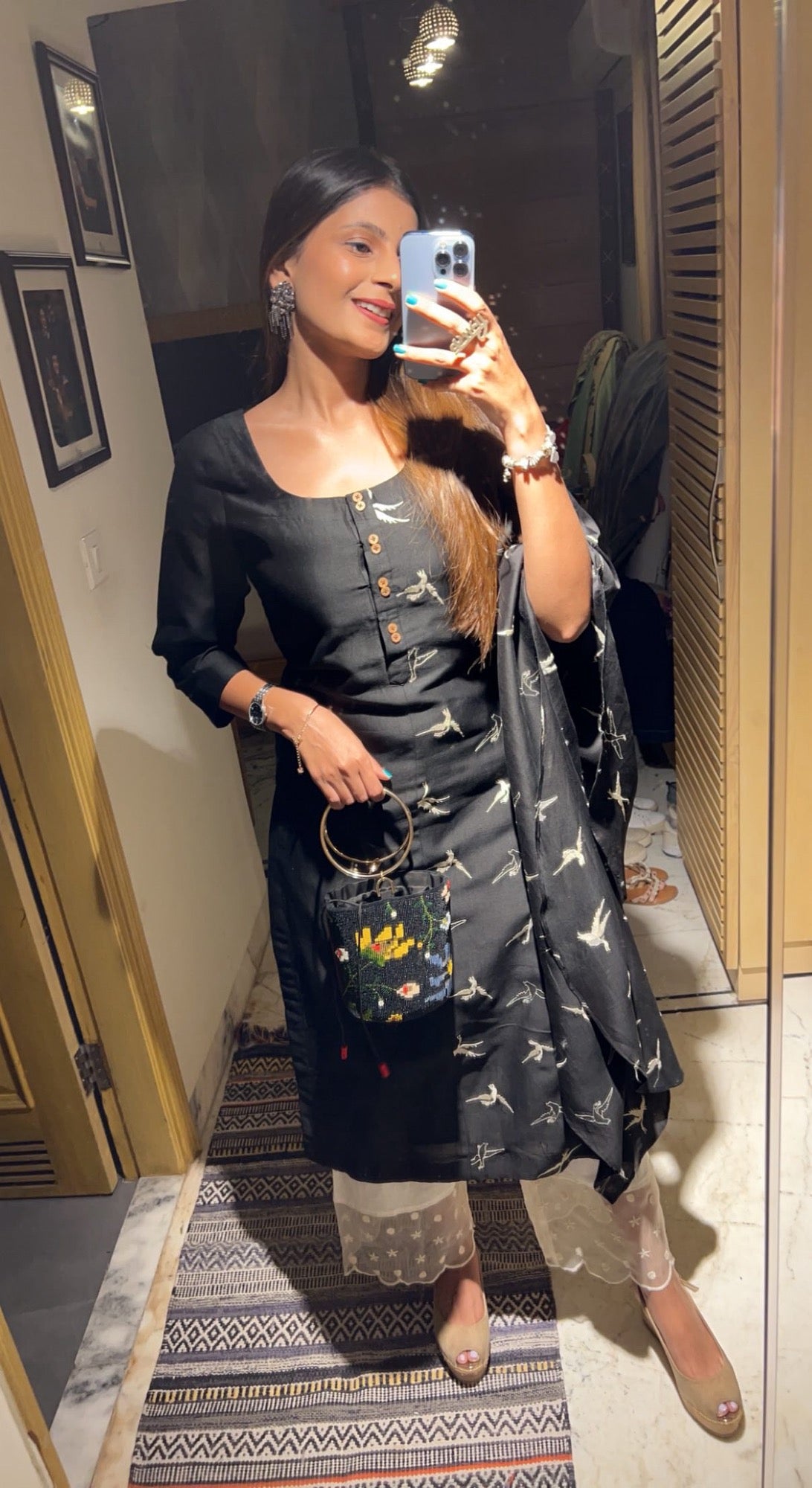 Black Asymmetrical Kurta Set