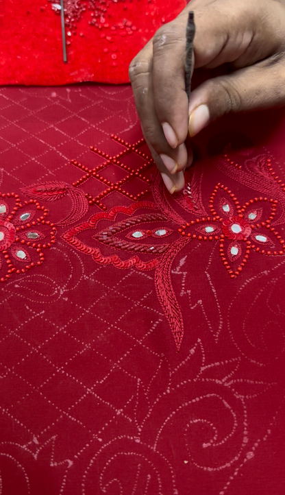 Crimson Bloom Blouse