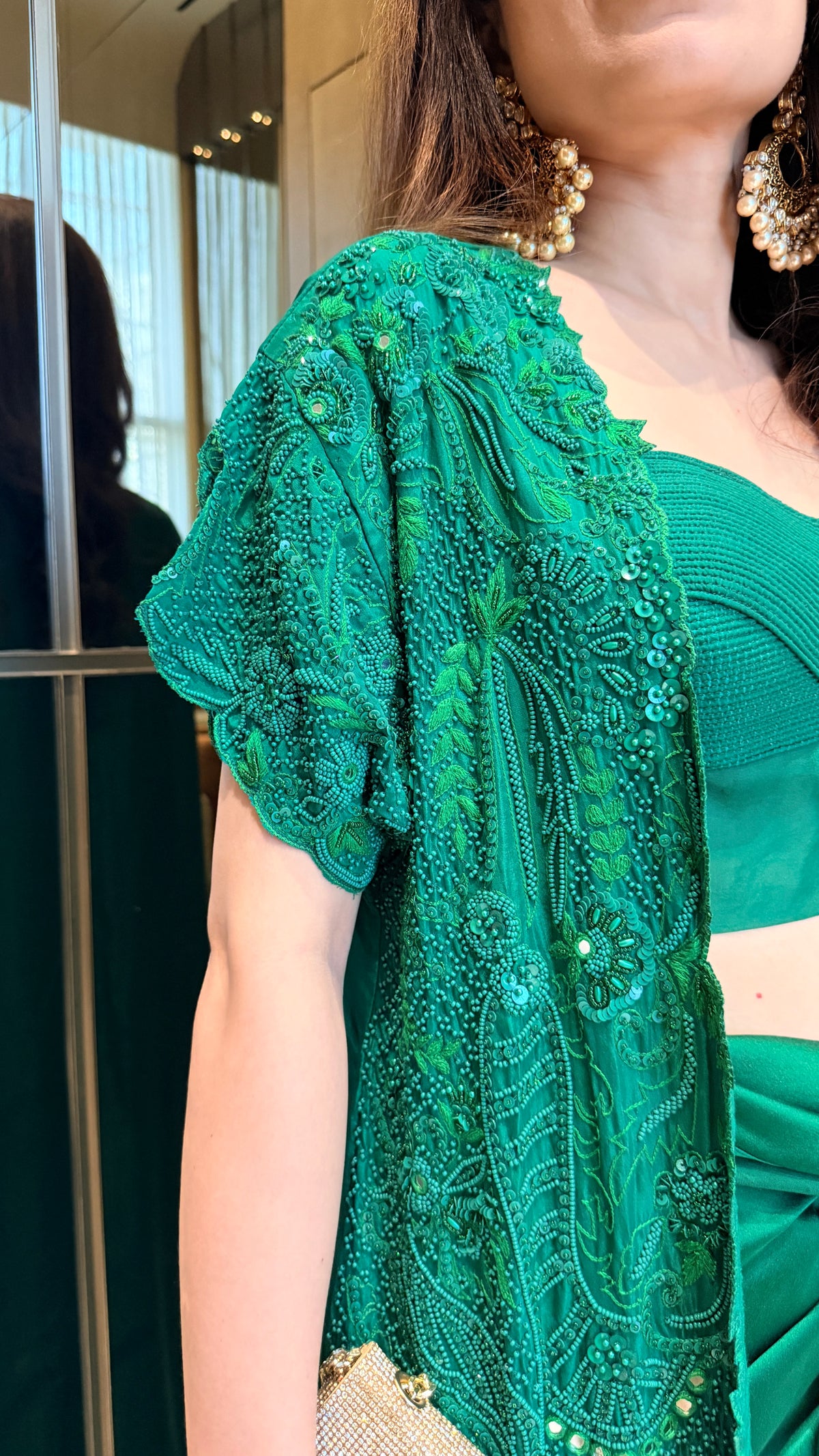 Emerald Indo-Western Cape Set
