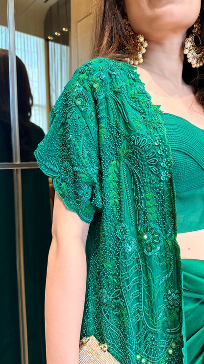 Emerald Indo-Western Cape Set