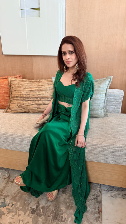 Emerald Indo-Western Cape Set