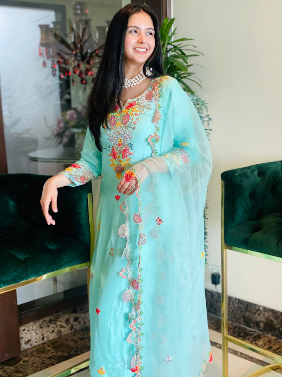 Aqua Garden Flora Dupatta