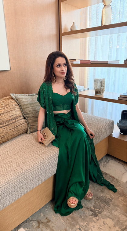 Emerald Indo-Western Cape Set