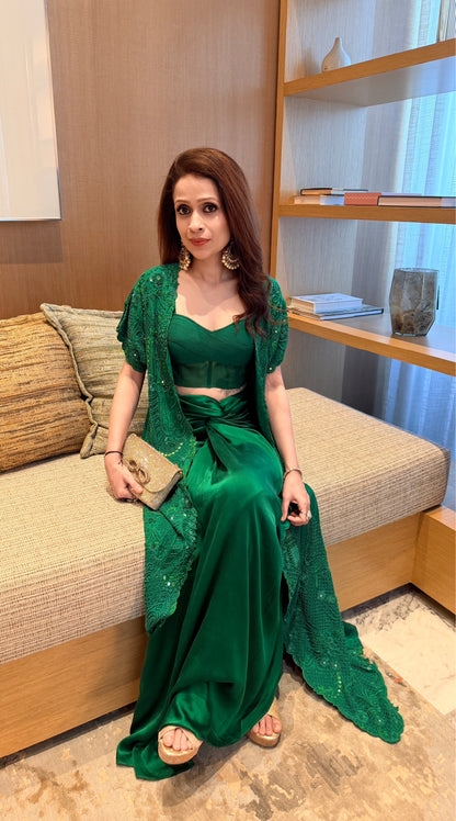 Emerald Indo-Western Cape Set