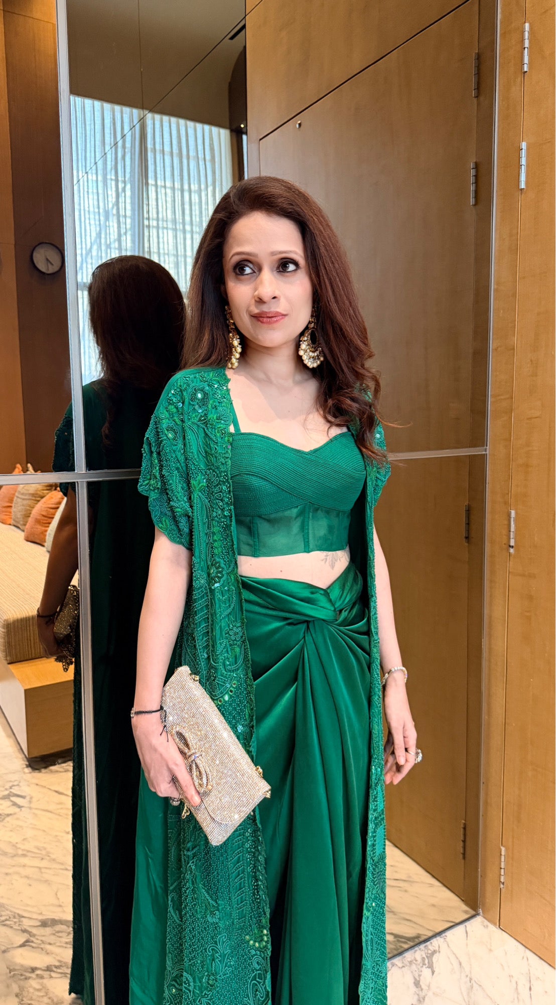 Emerald Indo-Western Cape Set