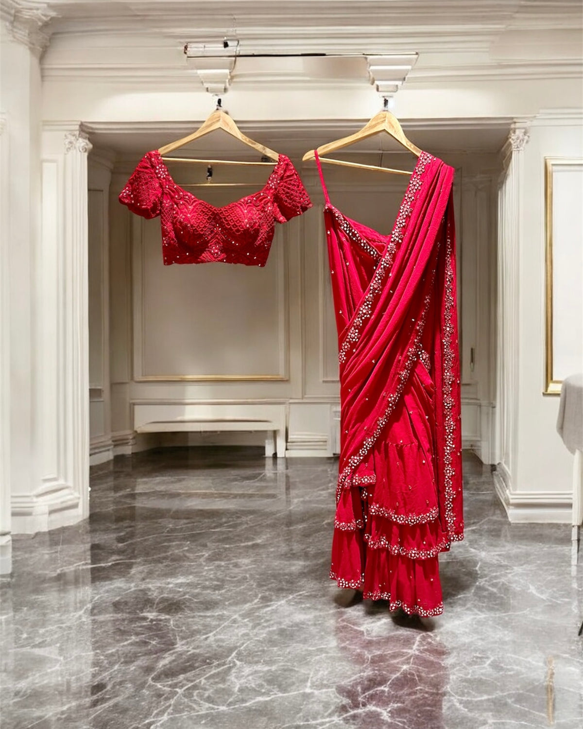 Crimson Bloom Saree