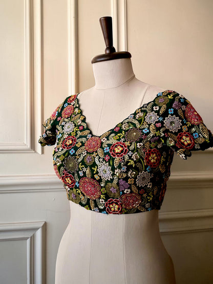 Green Mehfli Blouse