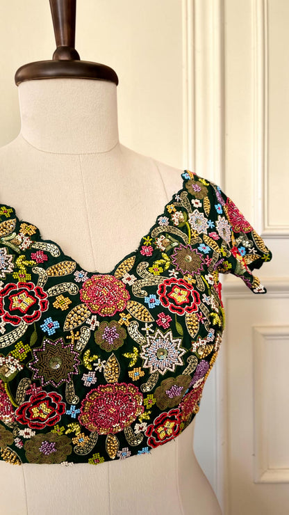 Green Mehfli Blouse