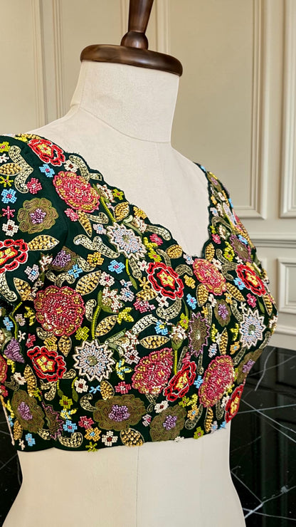 Green Mehfli Blouse