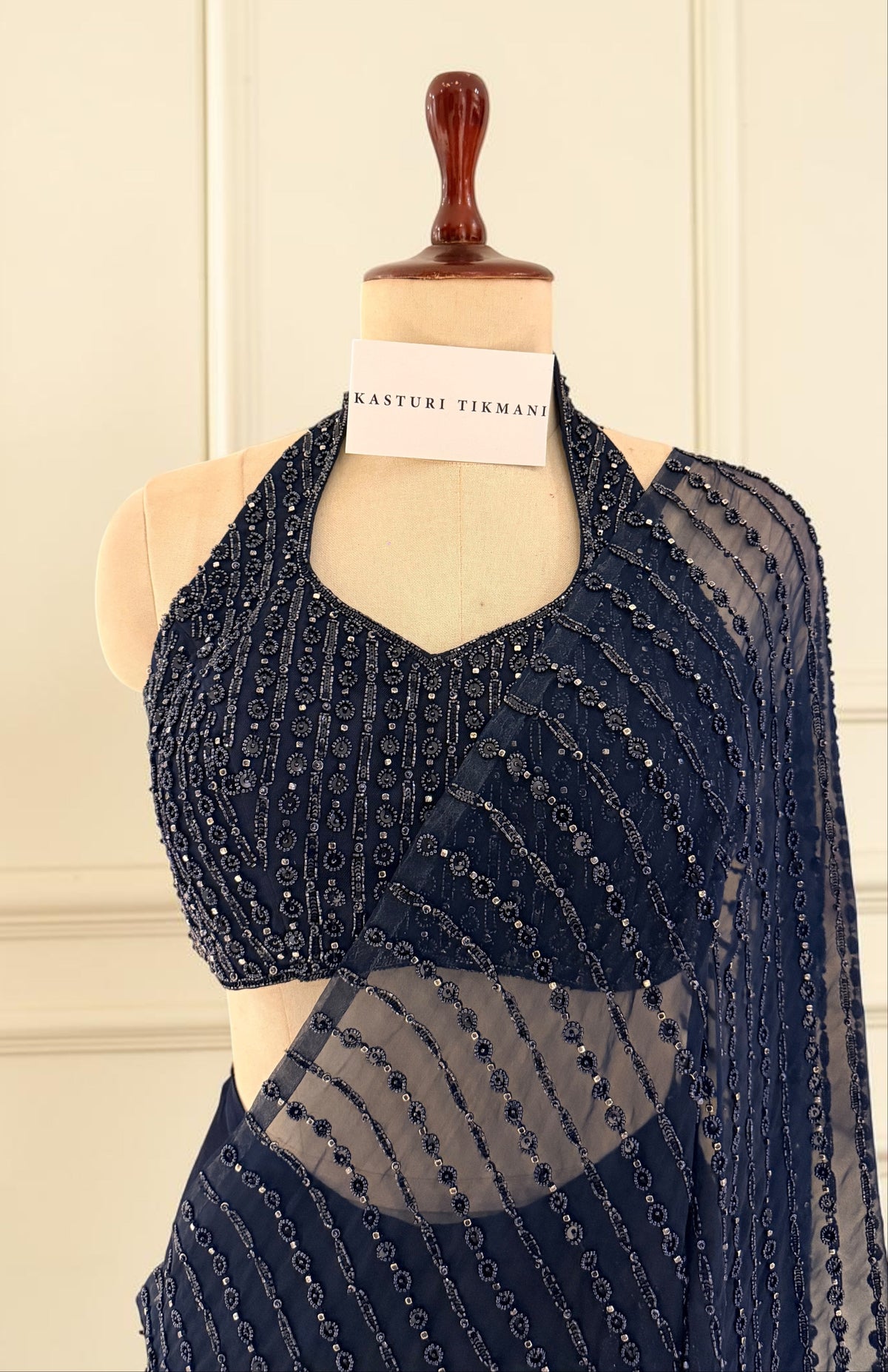 Midnight Blue Halter Blouse