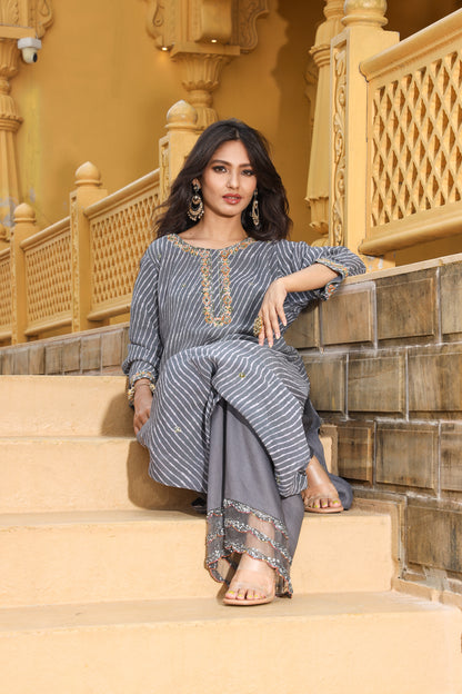 Grey Leheriya Set